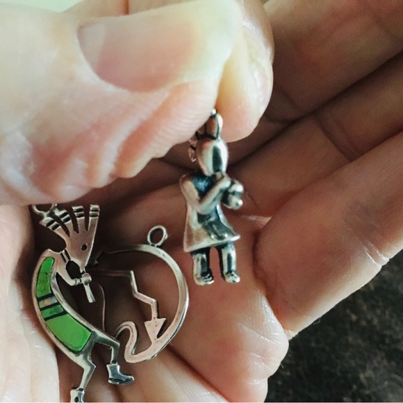 VINTAGE STERLING SILVER NAVAJO KOKOPELLI FLUTE DANCER CHARM PENDANT 925 marked - Picture 10 of 10